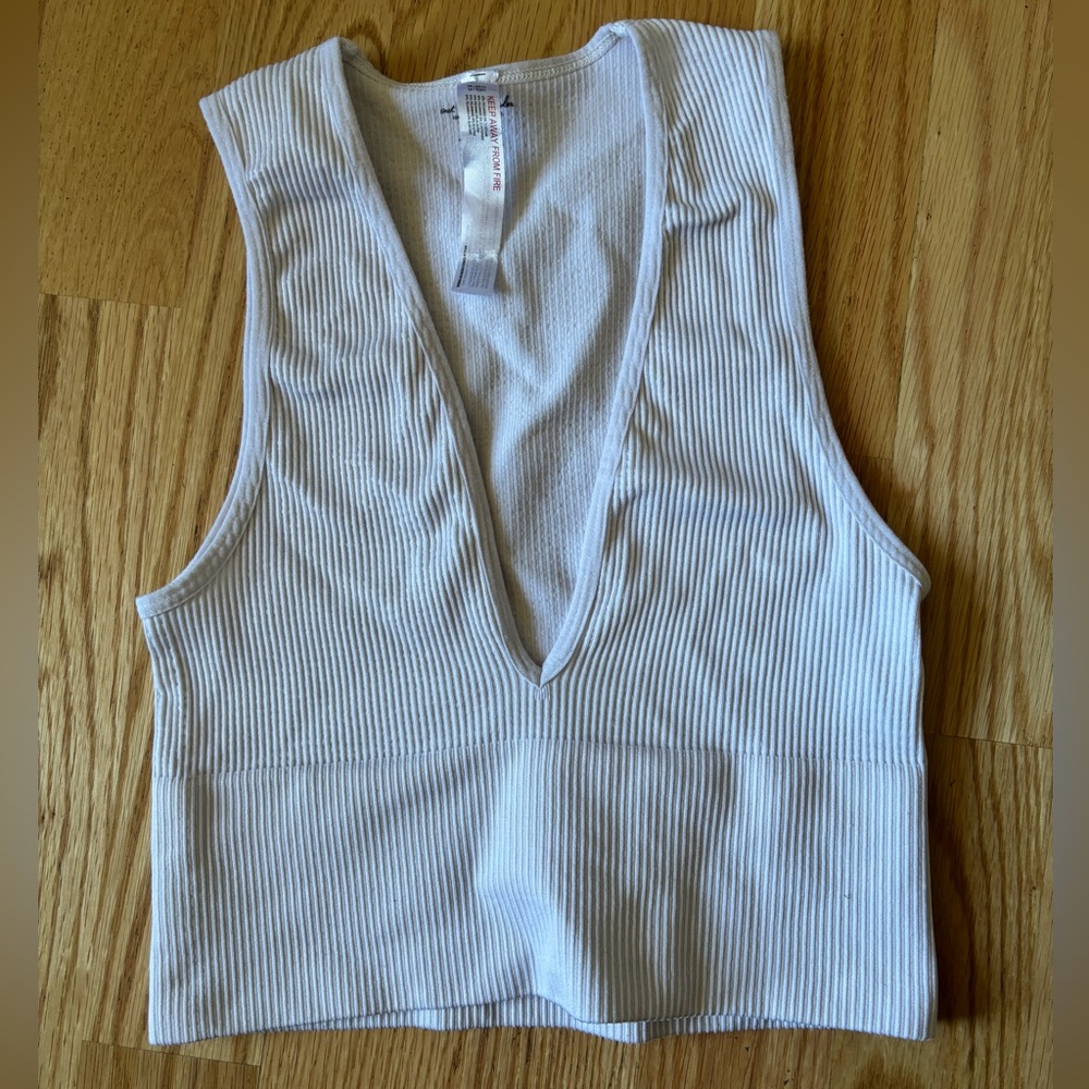 Out From Under White Ribbed V-Neck Tank Top